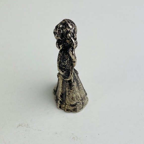 Pewter Miniature Girl in Dress Playing Ukulele Musical Music Instrument Figure - Picture 3 of 6
